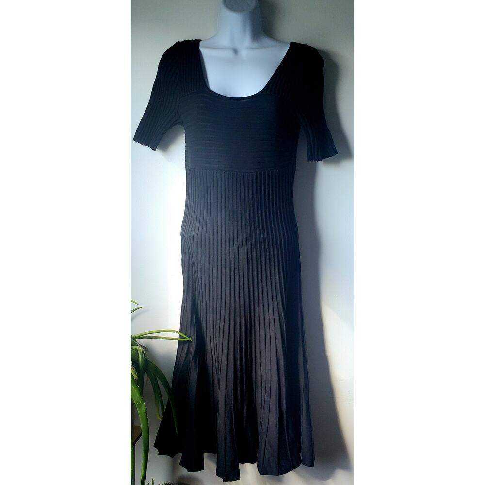 Peruvian Connection Womens Black Pleated Pima Cotton Dress Size Small Preppy